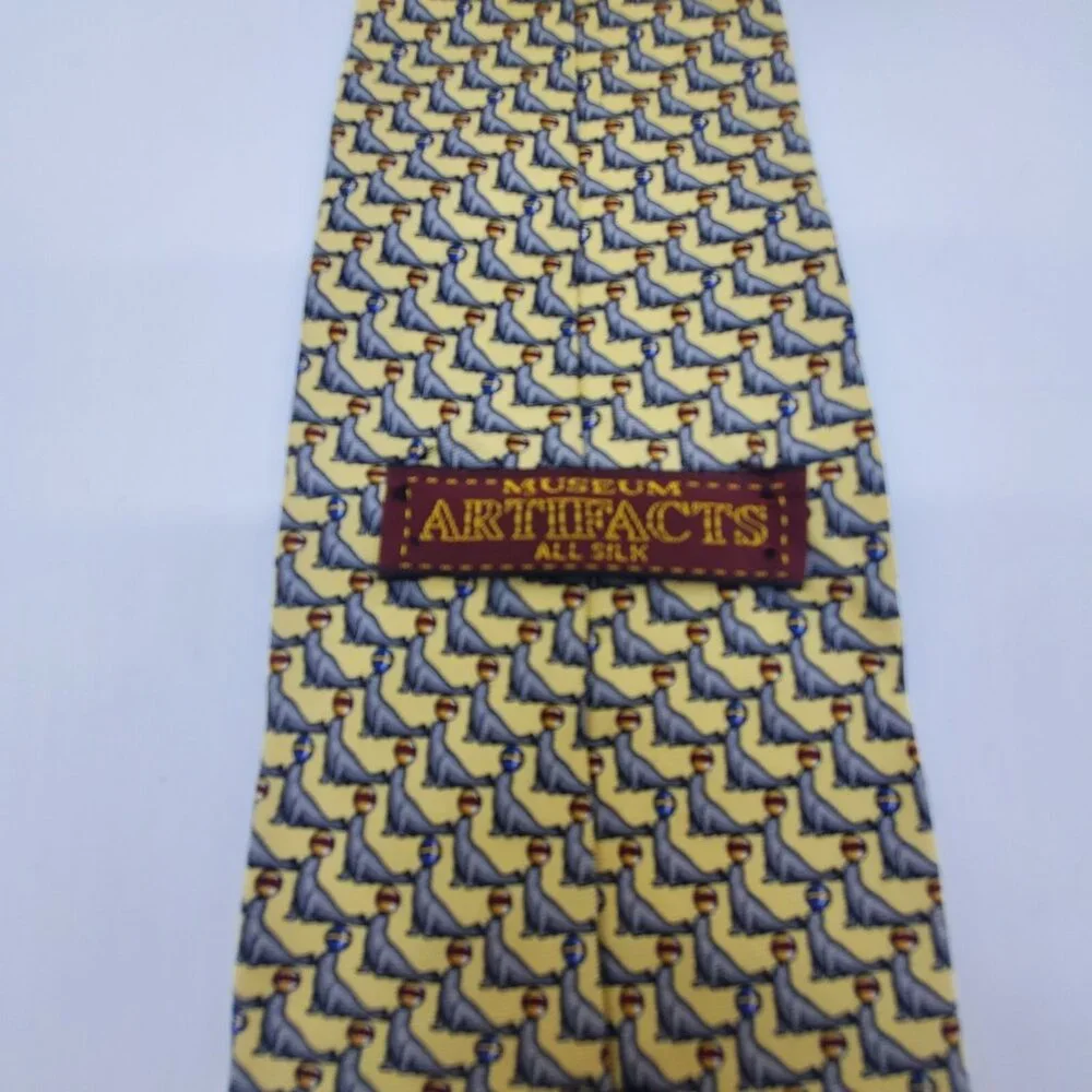 Museum Artifacts‎ Seal Tie Mens Necktie Tie 100% Silk Seals Yellow